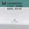 1.71 carat D VS2 IDEAL Diamants de laboratoire chinois taille ronde en vente