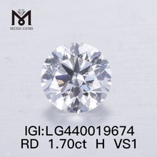 1,70 carat H VS1 IDEAL Diamant rond cultivé en laboratoire