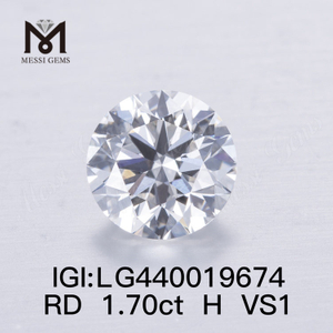 1,70 carat H VS1 IDEAL Diamant rond cultivé en laboratoire coût par carat