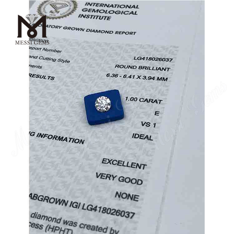 Diamant de laboratoire 1 carat E/VS1 EX VG 