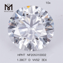 1,38 carat D VVS2 3EX en stock Diamant en vrac HPHT cultivé en laboratoire pour bijoux