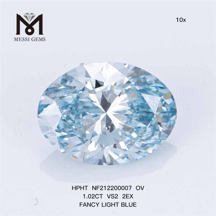NF212200007 OV 1.02CT VS2 2EX FANTAISIE BLEU CLAIR diamant HPHT En vente