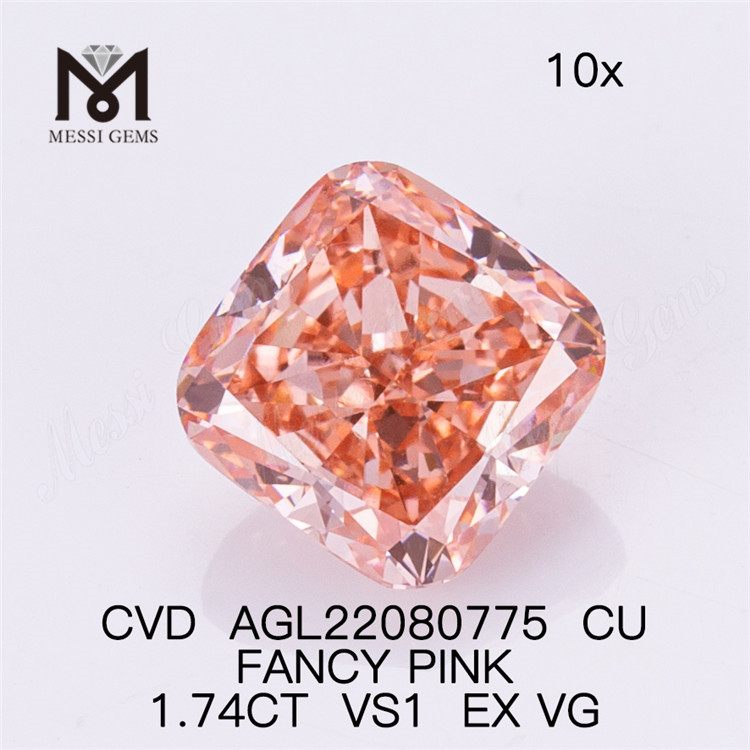 1.74CT ROSE FANTAISIE VS1 EX VG CU diamant de laboratoire CVD AGL22080775 