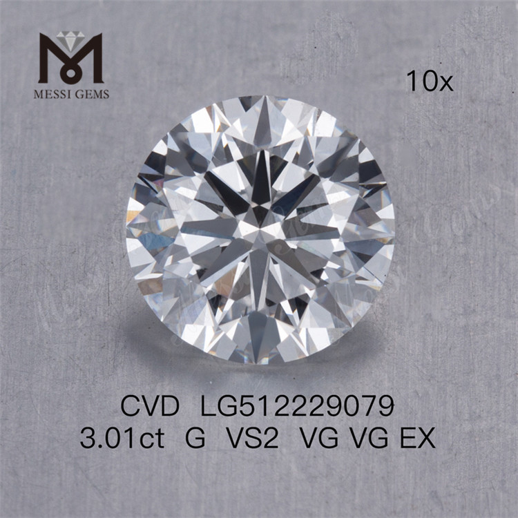  3.01CT G cvd diamant en gros vs prix de gros des diamants fabriqués par l'homme