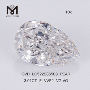 3.01CT F VVS2 VG VG CVD diamant cultivé en laboratoire en forme de poire 