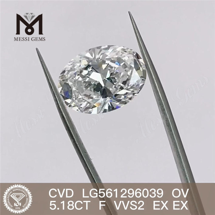 5.18CT OV F VVS2 EX EX LG561296039 diamant cultivé en laboratoire CVD 