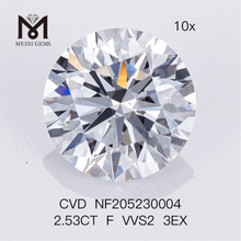 2.53ct F VVS2 3EX forme ronde diamants fabriqués en usine en gros