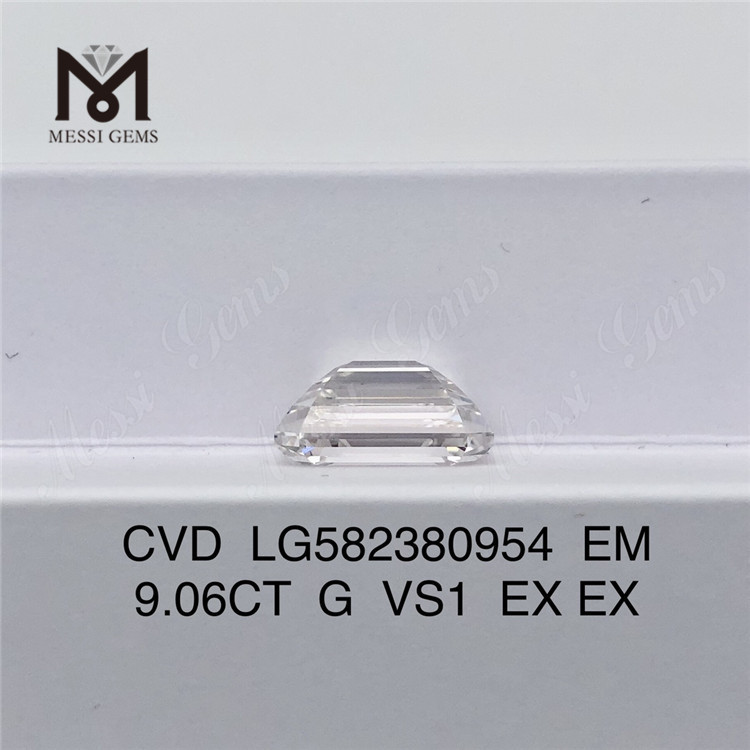 9.06CT G VS1 EM taille EX EX émeraude diamant créé en laboratoire CVD LG582380954