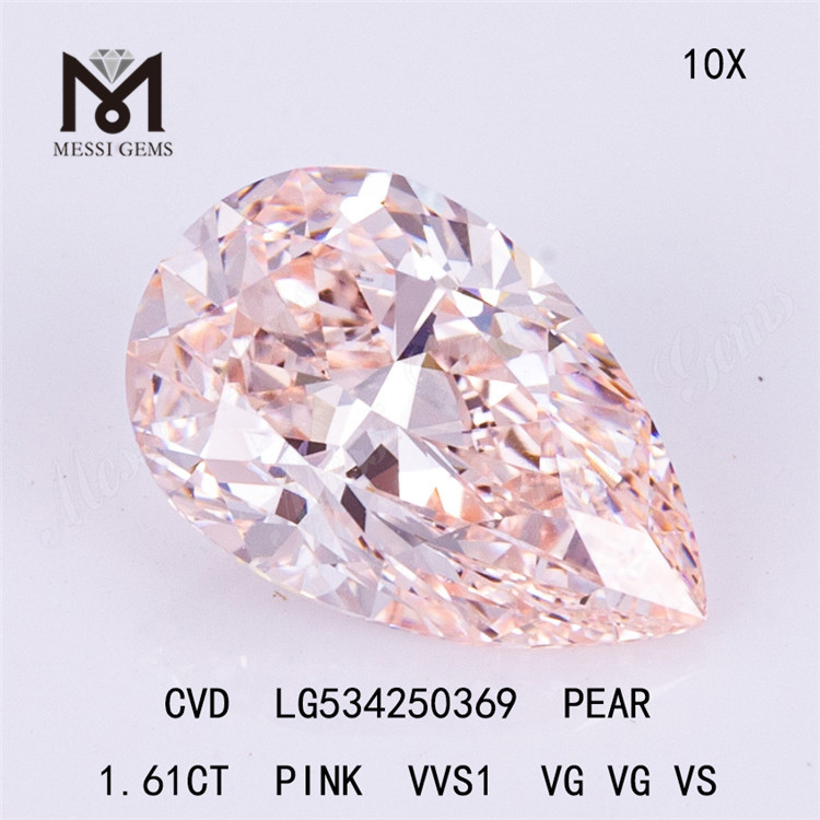 1.61ct PEAR lab diamant diamant rose laboratoire cultivé en vente