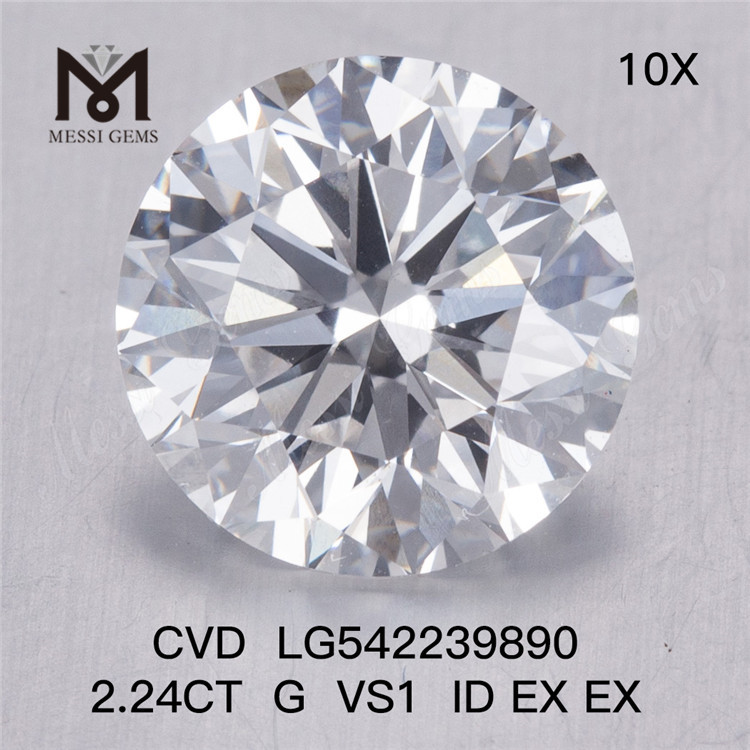 Diamant de laboratoire CVD de 2,24 ct G VS1 diamant rond cultivé en laboratoire 3EX prix bon marché