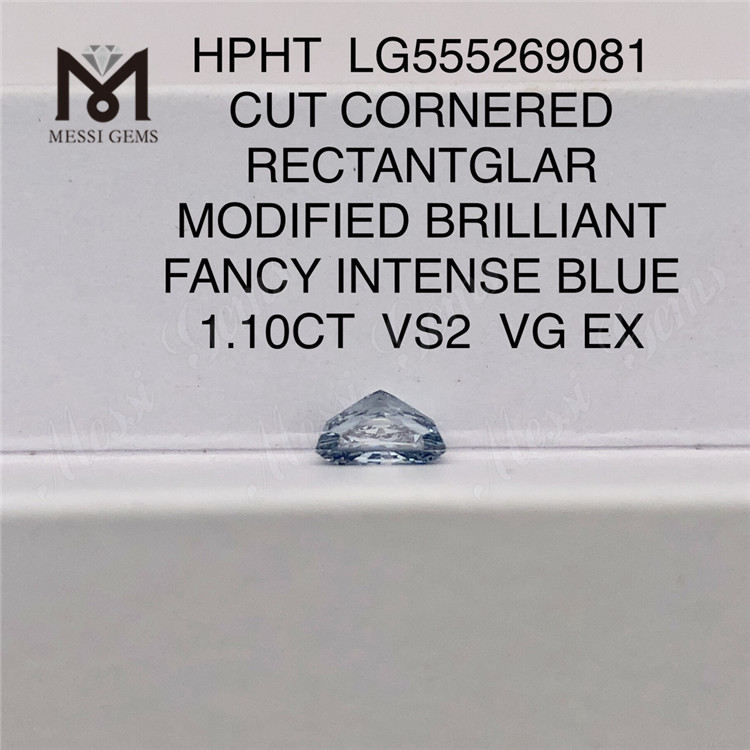 1.10CT HPHT RECTANTGLAR FANCY BLEU INTENSE VS2 VG EX diamant cultivé en laboratoire LG555269081
