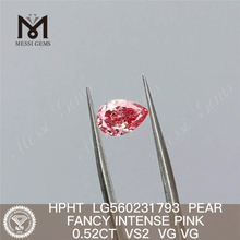 0.52CT HPHT diamant PEAR FANCY INTENSE ROSE VS2 VG VG diamant cultivé en laboratoire LG560231793 