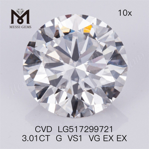 3.012carat G Couleur VS1 clarté Prix Usine instock Expédition Rapide Lab Grown diamant cvd