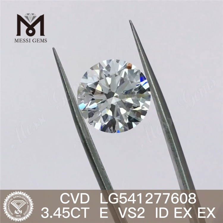 3.45CT E diamant de laboratoire lâche forme ronde cvd diamant de laboratoire en vente