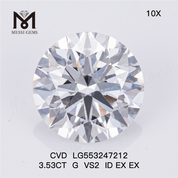 3.53CT G VS2 ID EX EX diamant cultivé en laboratoire rond diamants synthétiques en vrac IGI