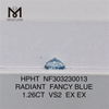 1.26CT VS2 RADIANT FANCY BLUE en gros; diamant cultivé en laboratoire HPHT NF303230013 