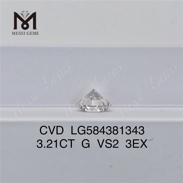 Diamants cultivés en laboratoire 3.21CT G VS2 3EX CVD LG584381343 Une alternative éthique et écologique 丨 Messigems 