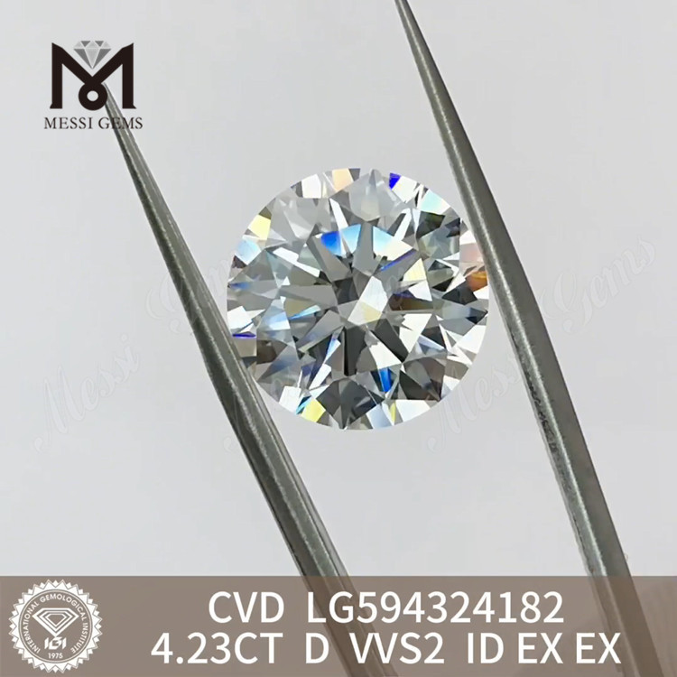 4.23CT D VVS2 ID EX EX diamant rond cvd cultivé en laboratoire Abordable LG594324182丨Messigems