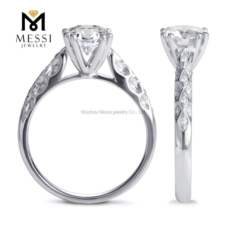 Bague en diamant en or véritable 18 carats Design personnalisé femmes alliances modernes