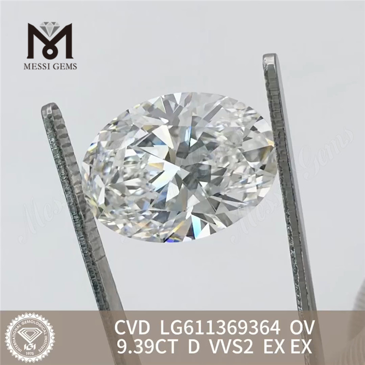 Diamants créés en laboratoire 9,39 CT OV D VVS2 LG611369364 丨 Messigems