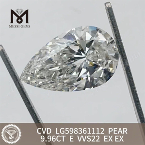 9.96CT POIRE Forme E VVS2 CVD Diamant cultivé en vrac LG598361112丨Messigems