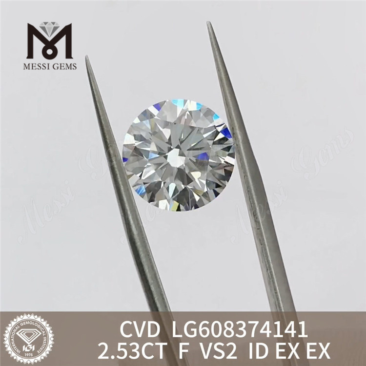 2.53CT F VS2 EX Cvd Diamant cultivé en laboratoire éthique durable et brillant comme diamants extraits 丨 Messigems LG608374141