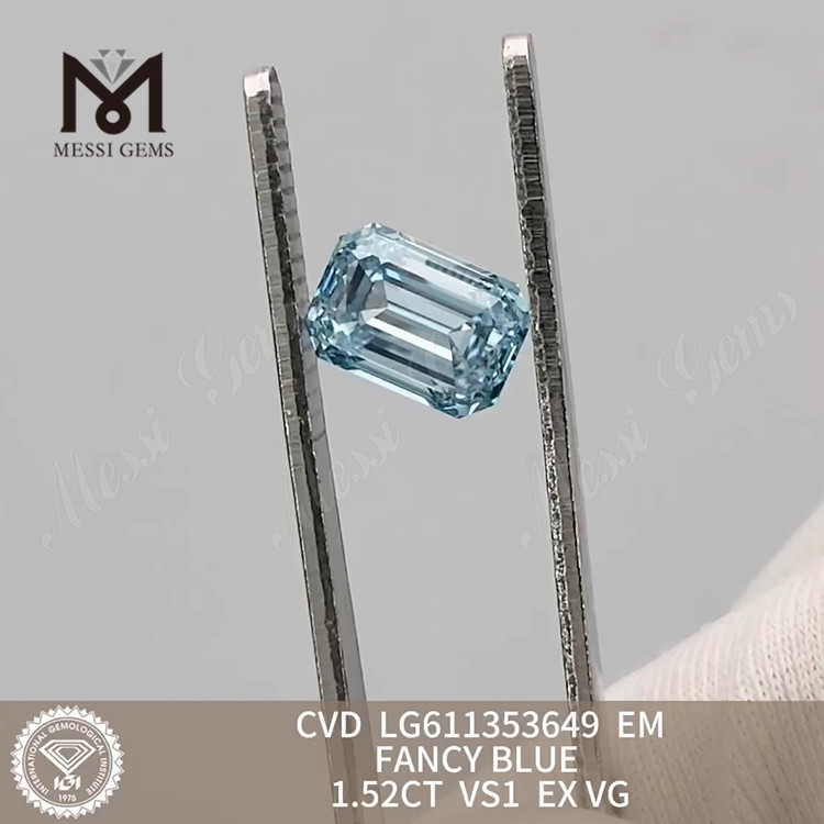 Diamants brillants cultivés par CVD 1,52 CT VS1 EM FANCY BLUE Norme d'excellence LG611353649 