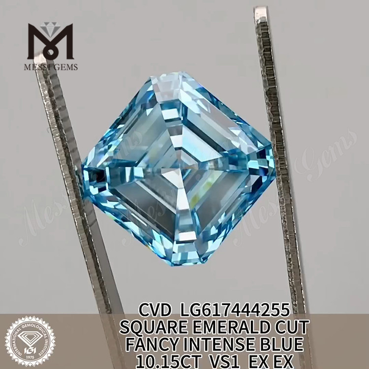 10.15CT VS1 FANCY INTENSE BLUE SQUARE EMERALD coût des diamants artificiels 丨 Messigems CVD LG617444255