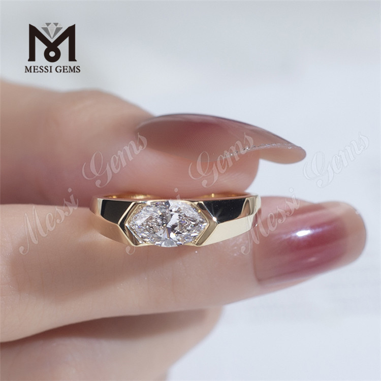Bague de fiançailles en or blanc 18 carats avec diamants cultivés en laboratoire, style Solitaire, taille marquise