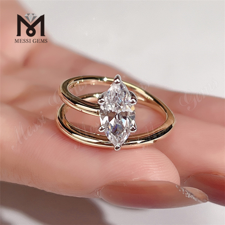 bijoux personnalisés bague de fiançailles 14K or gros carat marquise bague en diamant