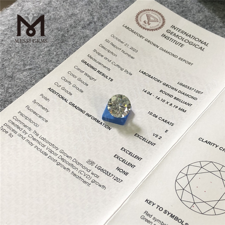 10.06CT E VS2 3EX Nouveau laboratoire créé des diamants 丨 Messigems CVD LG603371207