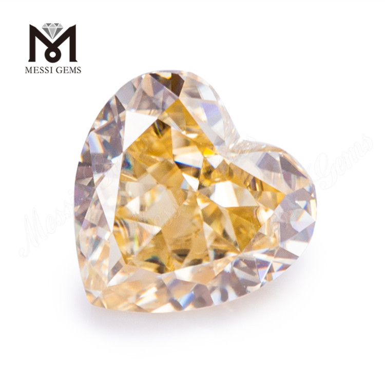 9*9mm coeur lâche moisanite diamant M-jaune fabricant de pierre moissanite