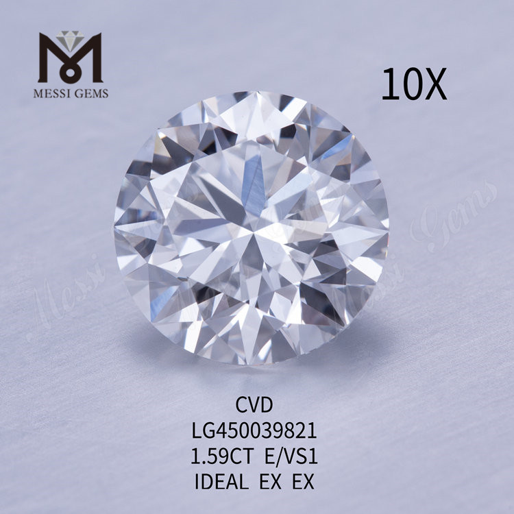 1,59 carat E VS1 Round IDEL CUT diamant créé en laboratoire CVD