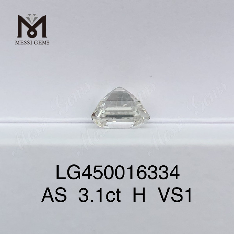 3.10ct AS CUT H VS1 diamant asscher cultivé en laboratoire