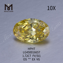 1.72ct FVY OVAL BRILLIANT taille SI1 diamant cultivé en laboratoire
