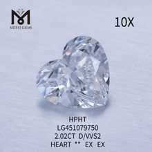 Diamants de laboratoire D VVS2 HEART BRILLIANT HTHP de 2,02 carats