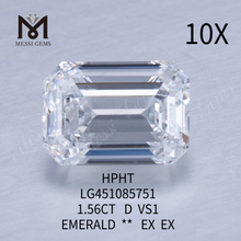 Diamants de laboratoire D HPHT VS1 EMERALD CUT de 1,56 carat