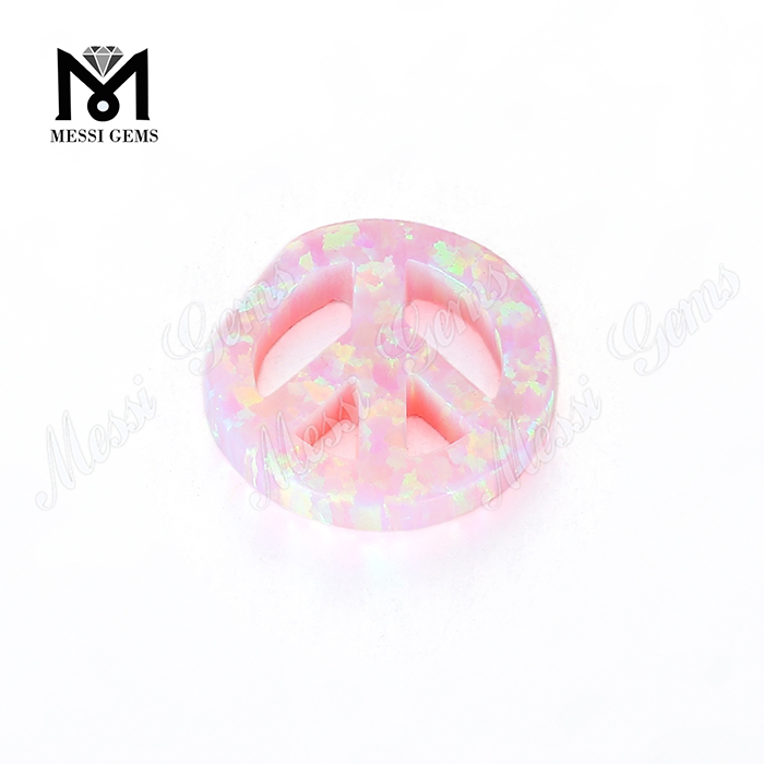 pierres précieuses en forme de paix forme cabochon de couleur rose pierres d\'opale synthétiques