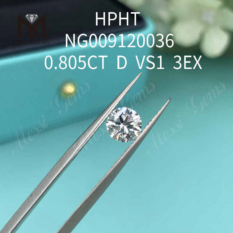 0,805 carat D VS1 diamant rond créé en laboratoire 3EX