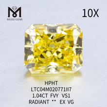 Diamants de laboratoire jaunes de 1,04 ct taille radiant VS2