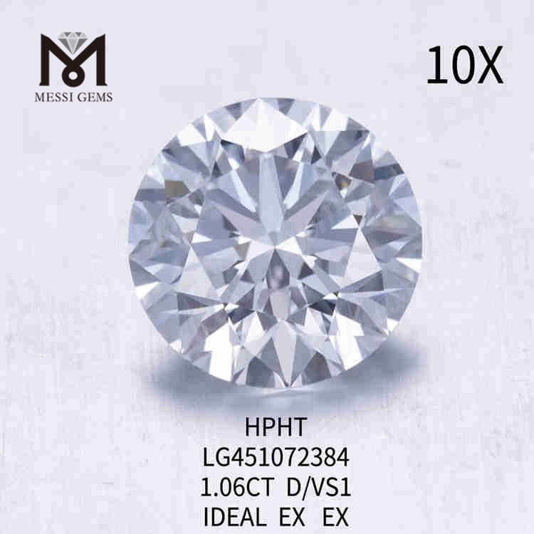 1.06ct D diamant fabriqué par l'homme VS RD diamant cultivé en laboratoire en vrac HPHT
