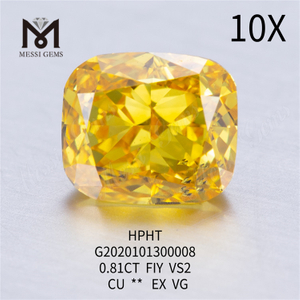 0,81 ct FiY diamants cultivés en laboratoire couleur taille coussin VS2