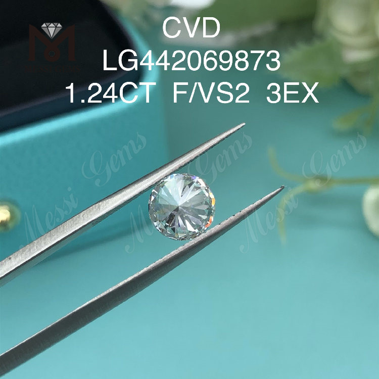 1,24 carat F VS2 EXCELLENT Diamant rond IDEAL fabriqué en laboratoire