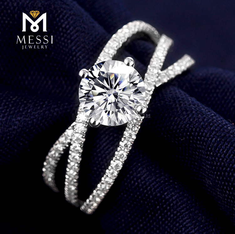 nouvelles conceptions torsion 14k or solide bague de mariage en diamant moissanite pour les femmes