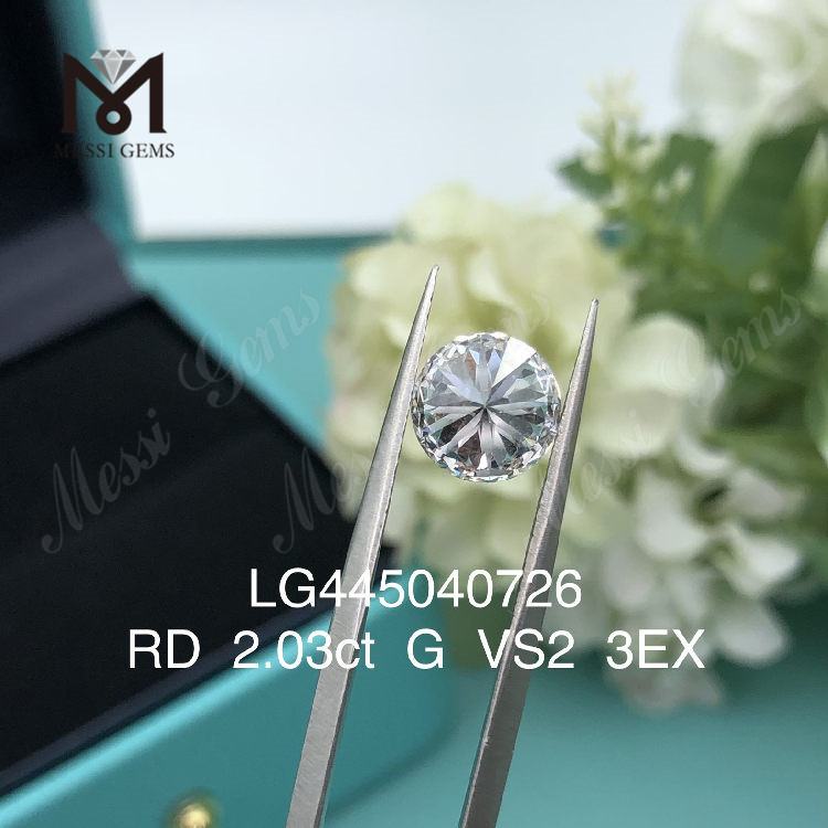 2,03 carats G VS2 EX Cut diamants ronds cultivés en laboratoire