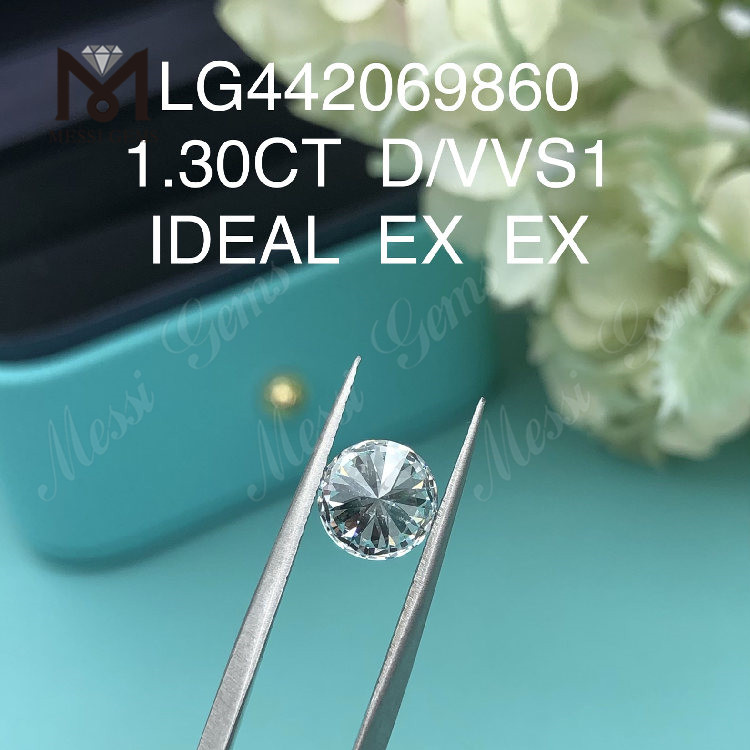 1.30 Carat D VVS1lab Grown Diamond Diamants synthétiques ronds en vrac IDEAL