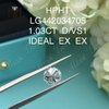 1.03 carat D VS1 IDEAL EX EX Diamants synthétiques ronds