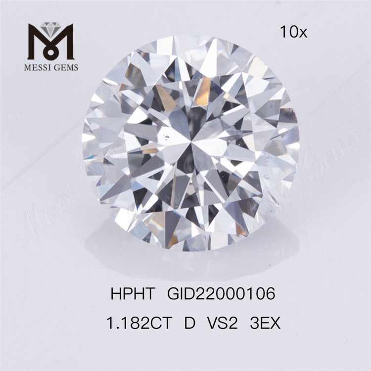 1.182CT RD D 3EX Lab diamant cultivé HPHT VS2 diamant fabriqué par l'homme