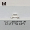 9.01CT F VS2 EX VG le plus grand diamant cultivé en laboratoire CVD EM IGI prix d\'usine