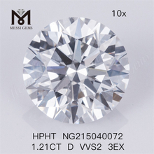 HPHT 1.21CT D VVS2 3EX diamant synthétique coupe ronde